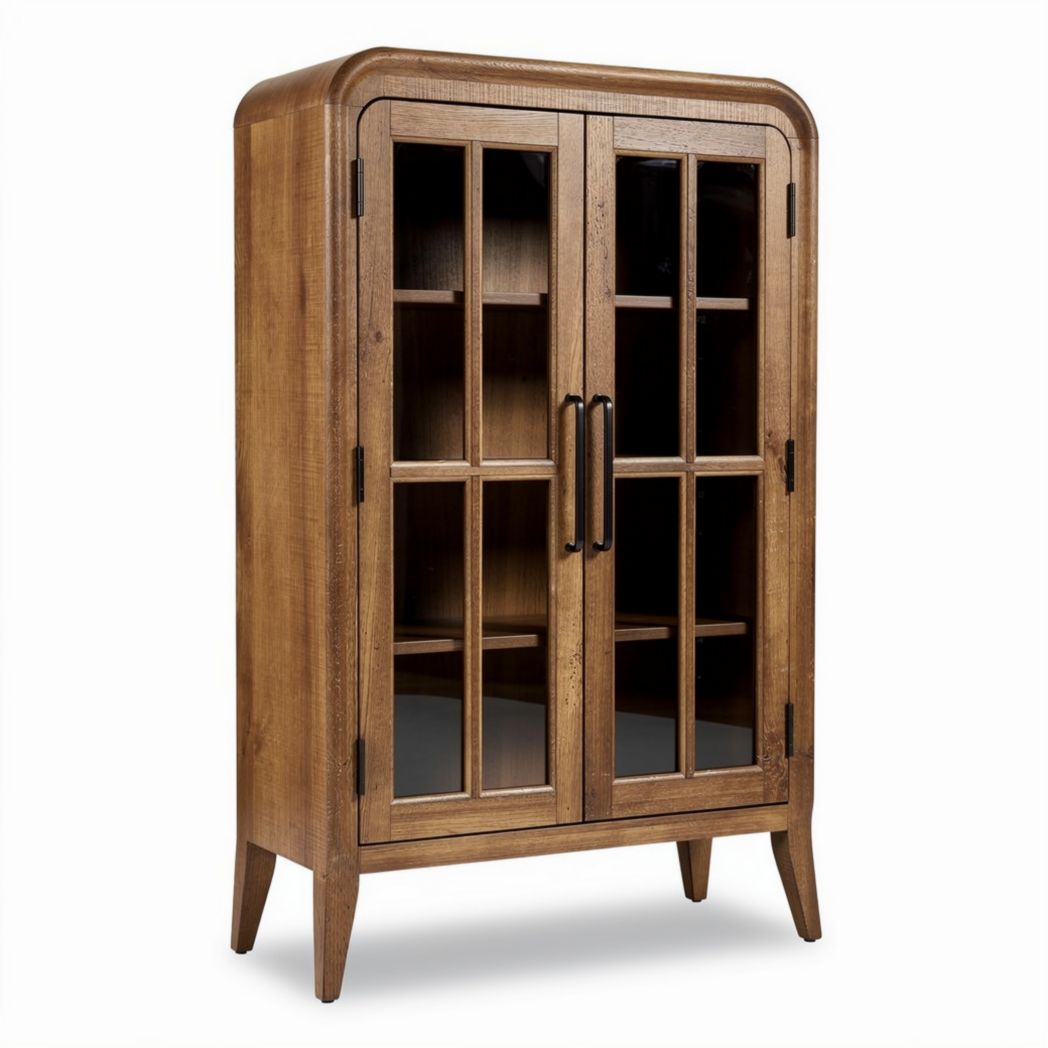 Houten vitrinekast met glazen deuren afmetingen 100 x 50 x 150cm