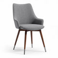 Stoel met grijs stoffen bekleding en houten poten afmetingen 55 x 60 x 90cm