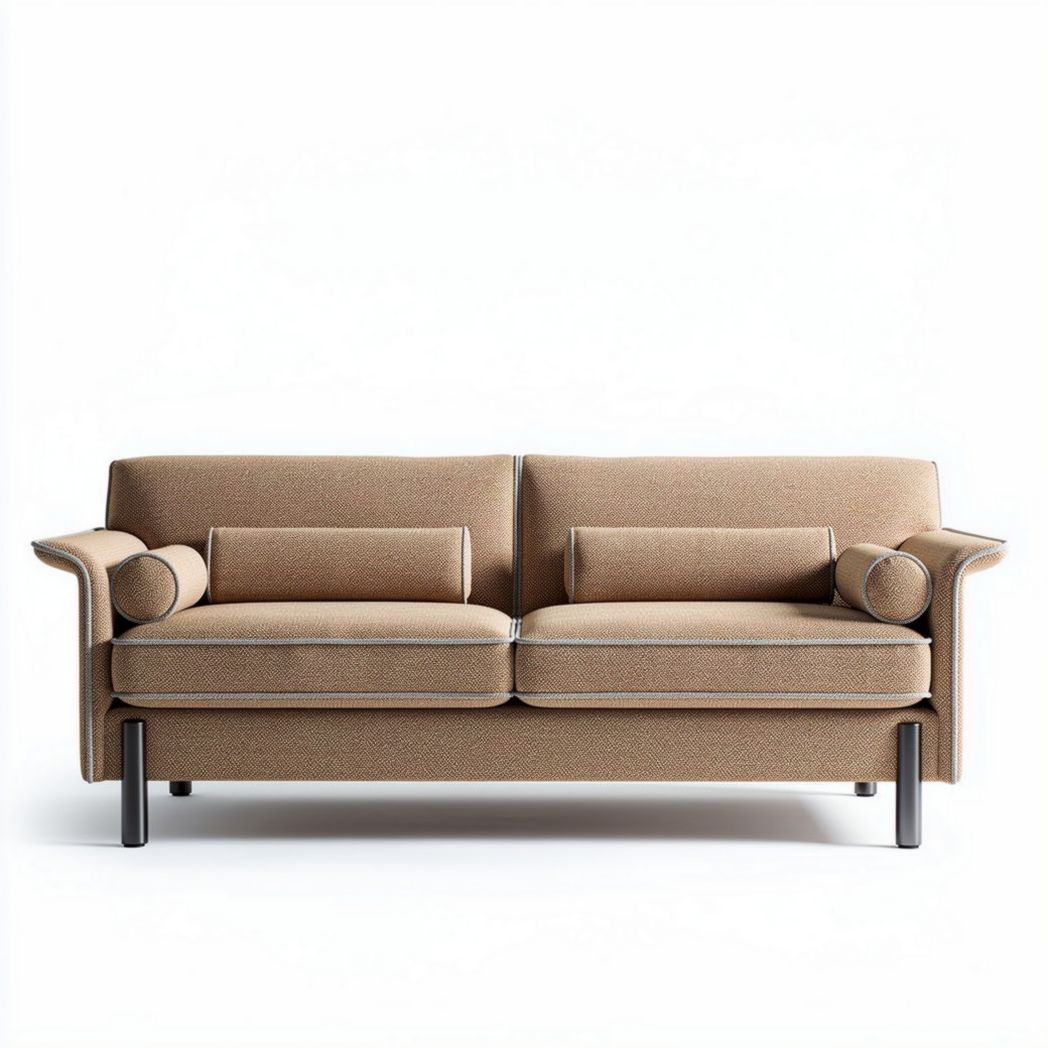 Tweed bankstellen met rugkussens in bruin 180 x 85 x 75 cm