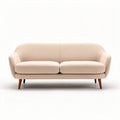 Beige stoffen bank met houten poten 180 x 80 x 70cm geschikt voor woonkamer