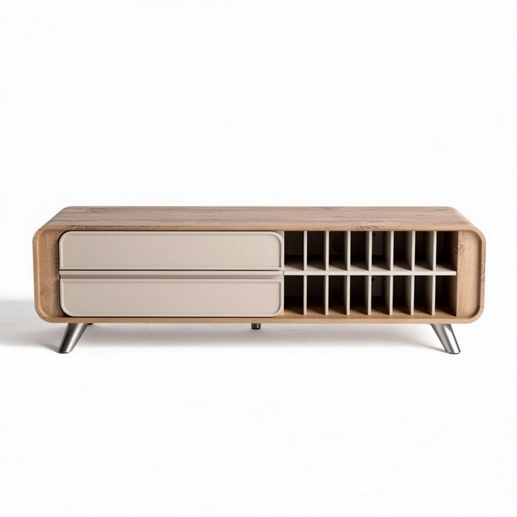 TV-meubel van hout met opbergruimte en metalen poten 150 x 45 x 35cm