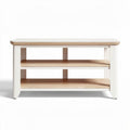 Tv-meubel met 2 planken van hout in wit en beige 90 x 45 x 40cm