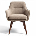 Stoel met houten poten van gebroken wit textiel 70 x 70 x 80cm